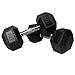 XMark Premium Quality Rubber Coated Hex Dumbbells with Chrome Contoured Handles - 40 lb pair