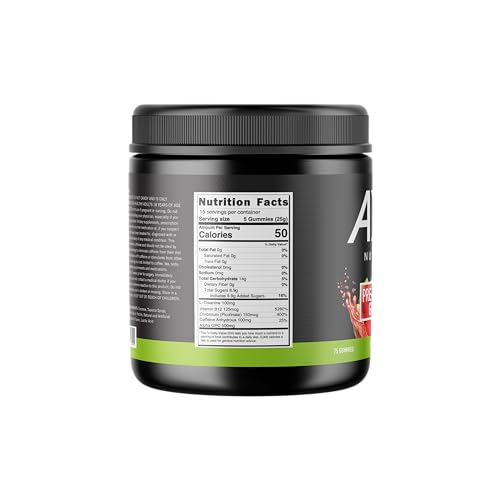 AXO NUTRITION, PRE-WORKOUT ENERGY GUMMIES, WATERMELON FLAVOR, 75 GUMMIES, 1 COUNT CAFFEINE, ALPHA GPC, B12, CHROMIUM PICOLINATE, L-THEANINE, VEGAN, NON-GMO, NUT-FREE, GLUTEN-FREE