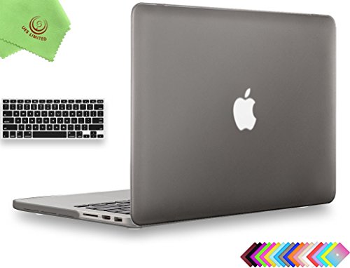 UESWILL 2in1 Smooth Soft-Touch Matte Hard Shell Case with Keyboard Cover for (Late 2012-Early 2015 Version) MacBook Pro 13" with Retina Display (No CD-ROM) (Models: A1502/A1425), Gray