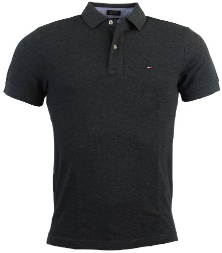 Tommy Hilfiger Mens Custom Fit Solid Color Polo Shirt - M - Dark Gray