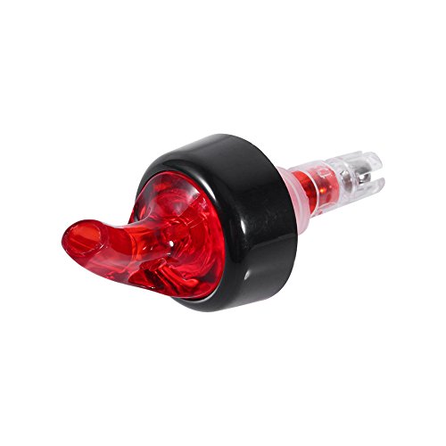 Automatic Measure Liquor Pourers, Plastic Measured Liquor Spirit Pourer Free Flow Wine Bottle Pour Spout Stopper Transparent for Home Bar (Red, 6)