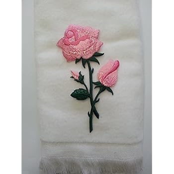 Amazon.com : Valentine Pink Rose Bath Hand Fingertip Towel ...