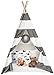 Sorbus Kids Foldable Teepee Play Tent Playhouse Classic Indian Style Play Tent and Carry Bag, Walls with Door, Window and Floor (White and Gray)