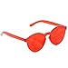 WearMe Pro - Colorful Transparent Round Super Retro Sunglasses (Red, 58)