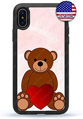 Cute Teddy Bear Cell Phone Case Heart Slim Shockproof Hard Rubber Custom Case Cover for iPhone X Xs Max XR 8 Plus 7 6