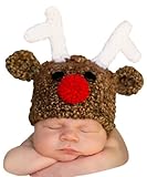 Melondipity Boy or Girl Handmade Reindeer Beanie Baby Hat -Christmas Holiday Cap