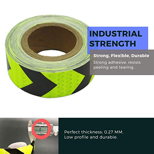 Pure Ponta High Visibility Black and Yellow Reflective Arrow Hazard Tape | 82 feet x 2 Inches High Intensity Waterproof Retroreflective Tape | Chevron Reflector Tape Roll - Thumbnail 3