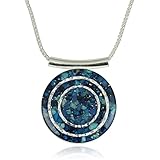 Unique Shades of Blue Gemstone Pendant 925 Sterling Silver Cluster Necklace, 18