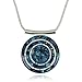 Unique Shades of Blue Gemstone Pendant 925 Sterling Silver Cluster Necklace, 18