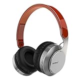 Nubwo Bluetooth Headphones, Hi-Fi Stereo Wireless Headset, Foldable, Soft Memory-Protein Earmuffs, Built-in Mic and Wired Mode for PC/ Cell Phones/ TV (Brown)