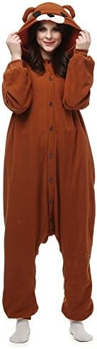 Angelstormy Halloween Animal Onesie Costume Christmas All-in-one Piece Cartoon Pajamas Brown Bear XL