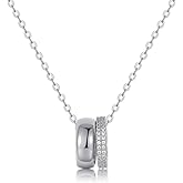 Embolden Jewelry 18K Gold Plated Cubic Zirconia Rondelle Pendant Necklace for Women | Two-Toned Dainty CZ Charm Necklaces