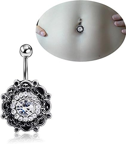 Vintage Shield Crystal Button Ring Jeweled Flower for Women Girls Teens
