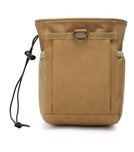 Zeato Tactical MOLLE Drawstring Magazine Dump Pouch, Military Adjustable Belt Utility Fanny Hip Holster Bag Outdoor Ammo Pouch(Khaki)
