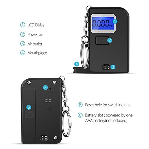 Breathalyzer, Portable Digital Breath Alcohol Tester LED Screen With 3 Mouthpieces for Home Use