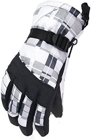 Women Lovely Fashion Waterproof Windproof Ski Cycling Bike Gloves (Free Size, Grey and white grid)