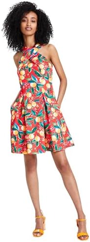 vince camuto printed halter fit & flare dress Vince Camuto Women's Printed Halter Fit & Flare Dress