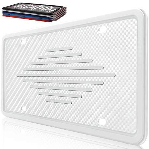 Intermerge Silicone License Plate Frame Holders Rust-Proof/Rattle-Proof/Weather-Proof with Drainage Holes Universal American Car Licenses Plate Covers (White)