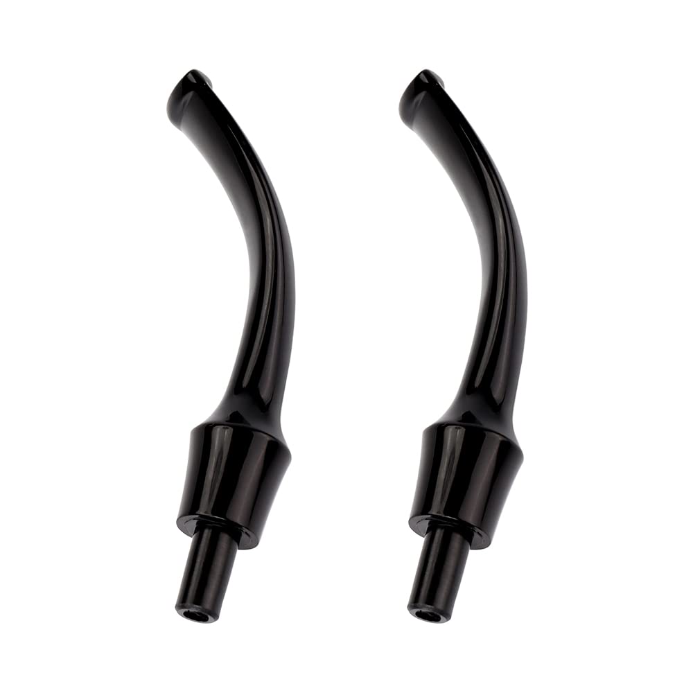 Photo 1 of OLD FOX Bent Round Saddle Pipe Stem Replacement Black Pipe Mouthpiece for Pipe Fit 3mm Metal Filters DIY Pipe Accessories (2 PCS)