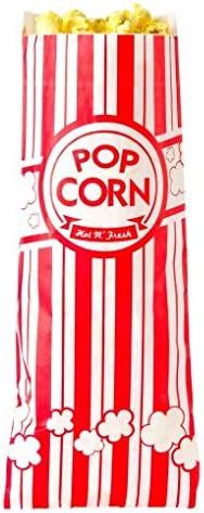Carnival King Paper Popcorn Bags, .06 oz , Red & White, 100 Piece