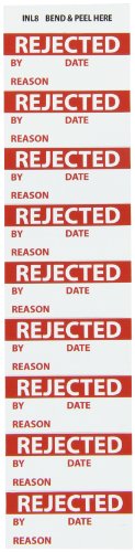 NMC INL8 Inspection Label, Legend "Rejected", 2-1/4 Length x 1" Height, Pressur…