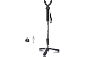 Shooting Monopod Rifle Stick Hunting Tripod Gun Rifle Rest, Aluminum Adjustable 24"-64" with 360° Rotating V Yoke and Tiltabl