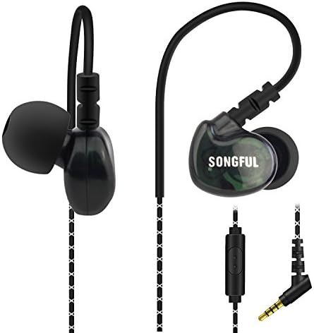 Headphones Bass Music Stereo In Ear Earphones Sweatproof Noise Isolating Universal Wired Sport Hesdphones Remote Mic for iPod iPhone Samsung HTC Blue (Black)