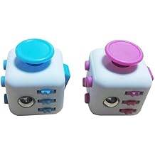 Fidget Cube Lot De 2 - Jouet Anti-Stress, Design Rose, 6 Fonctions De Manipulation