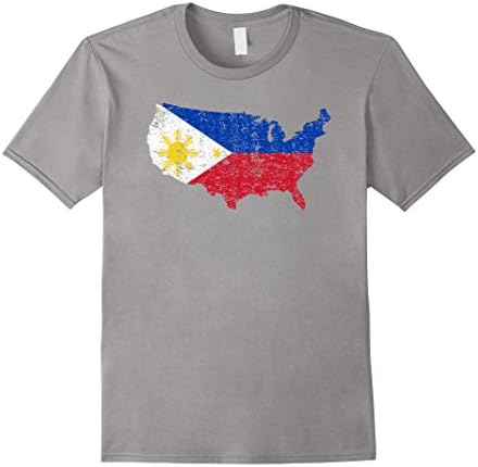 Men's America for Philippines Filipino Pride Flag Heritage T-Shirt Medium Slate