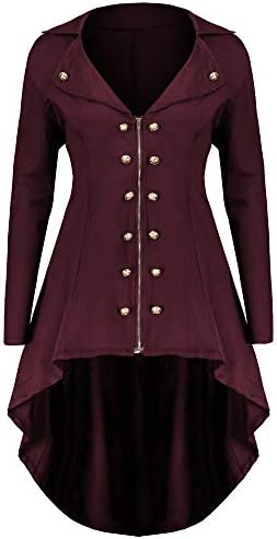 Clearance Sale for Coat.AIMTOPPY Ladies Retro Long Zipper Irregular Hem Jacket Swallowtail Coat