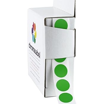 ChromaLabel 1/2 Inch Round Permanent Color-Code Dot Stickers, 1000 per Dispenser Box, Green