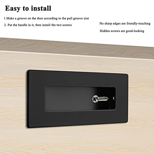 Fashion Furniture Direct 5 Pack Black Recessed Door Pulls,Solid Metal Flush Door Pulls,6 inch