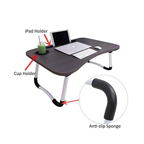 VLikeze-Laptop-Desk-Laptop-Bed-Table-with-Foldable-Legs-Cup-Slot-Reading-Holder-Notebook-Stand-Breakfast-Bed-Tray-Book-Holder-for-Sofa-Bed-Terrace-Balcony-Garden-Black VLikeze Laptop Bed Table, Portable Bed Desk for Laptop, Foldable Laptop Lap Desk with Cup Holder Laptop Stand Breakfast…