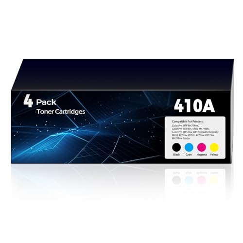 410A Toner Cartridges Replacement Pro M452 MFP M377 M477 for HP 410A 410X Toner Works for Pro MFP M477fnw,Pro MFP M477fdw M477fdn,Pro MFP M452nw M452dn M452dw M377dw Printer(4-Pack) at Amazon