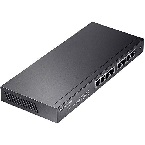 Zyxel 8-Port Gigabit Switch | Smart managed | Desktop/Rackmontage und lüfterloses Design | VLAN, IGMP, QoS [GS1900-8]