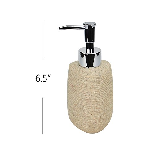 Evelyne GMT-10004 Resin Sandstone Bathroom Amenity Accessory Set Included Dispenser, Soap Tray, Toothbrush Holder and Tumbler