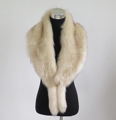 Large luxury Faux Raccoon Fur Faux Fox Fur Collar Scarf shawl clothing collar fur muffler all-match decoration to winter down coats(beige)