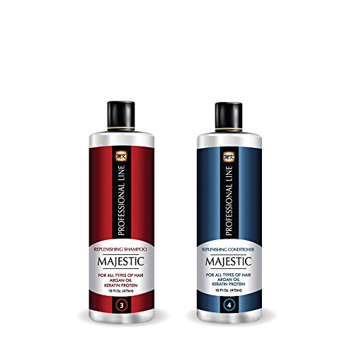 Majestic Keratin Replenishing Shampoo + Conditioner 16oz(475ml)- Soduim Chloride & Sulfate Free