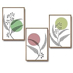 3 Piece Framed Canvas Wall Art for Living Room, Bedroom Leaf Theme Canvas Prints for Home Decoration Ready to Hang - 16"x24"x3 Panels