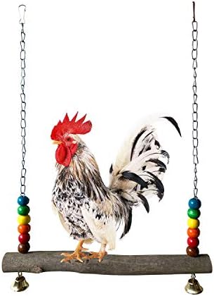 Vehomy Chicken Swing Natural Wooden Chicken Toy for Hens 