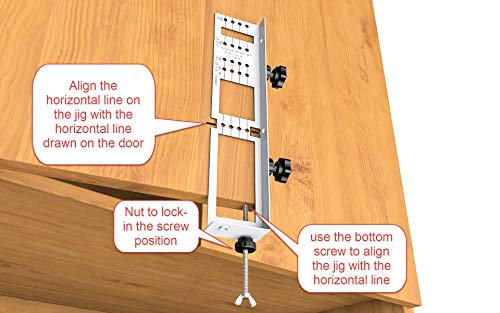 Template guide jig for cabinet knobs pulls and handles installation SimpleJig128 Door