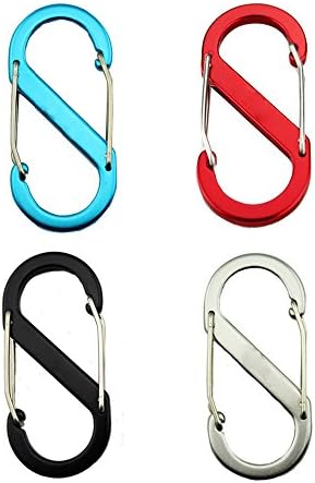 Ruiooy Multi-functional Buckle, s-biner 8 Shape Mountaineering Deduction For Outdoor Sport Dual Spring Gate Carabiners, Stainless 4-Pack