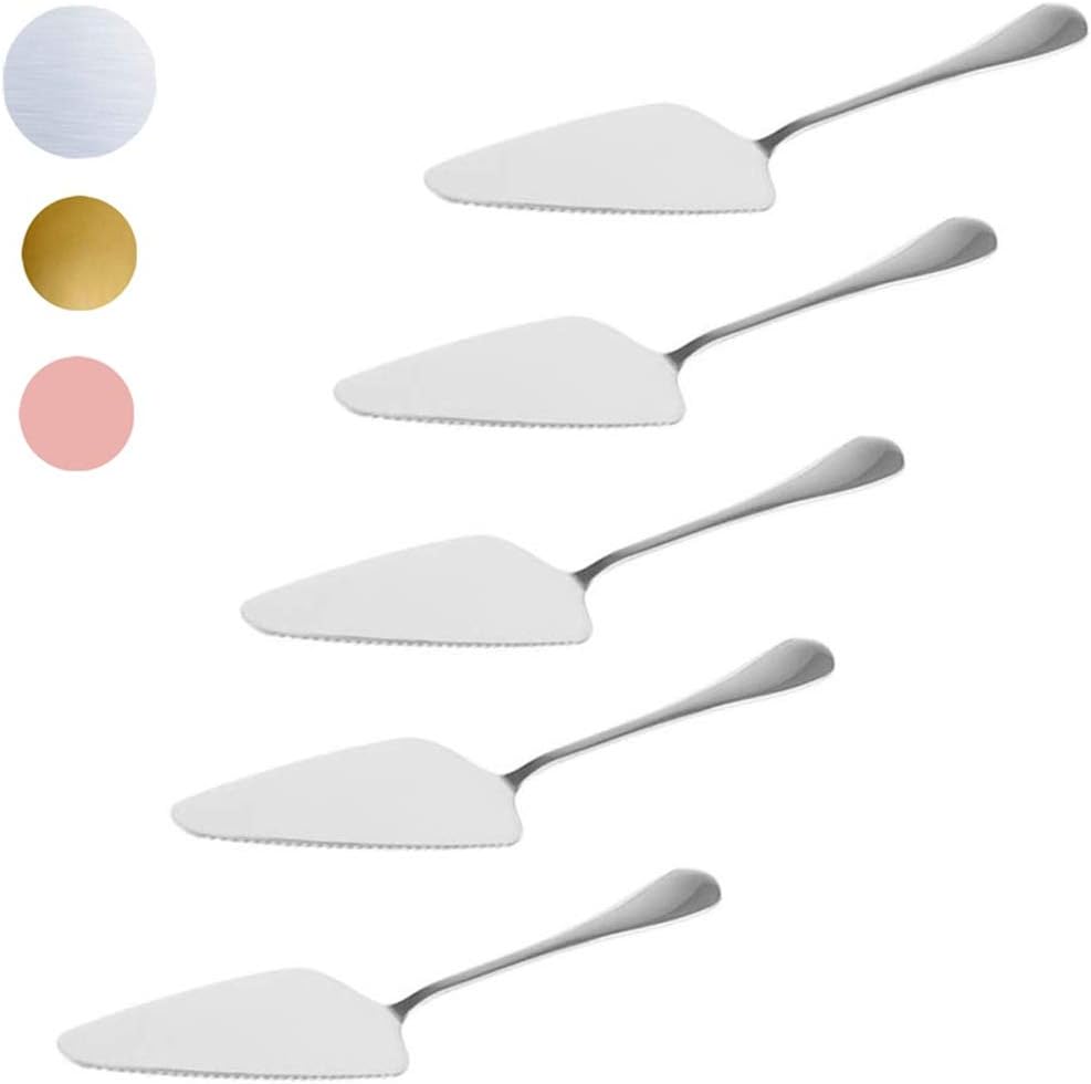 Ymeibe Cake Server, Pack of 5, All In One Cutter & Server Set, Stainless Steel Cake Cutter Wedding Cake Knife for Party Daily Use, Safe in Dishwasher (Silver)