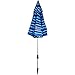 Tommy Bahama Sand Anchor 7 feet Beach Umbrella with Tilt and Telescoping Pole (Blue/White)