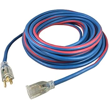 US Wire and Cable 99025 25ft EXTREME Extension Cord, Blue/Red