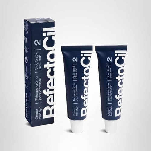 RefectoCil Cream Hair Dye 2-Pack - Professional Hair Tint for Long-Lasting Color - Blue Black (2)