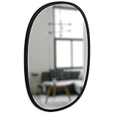 Umbra Hub Oval Wall Mirror with Rubber Rim for Living Room, Bathroom, Bedroom, Entryway and More, 18 x 24-Inch, Black