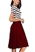 AAMILIFE Women's Vintage Stripe Scoop Neck Short Sleeve Swing Dress Red XXL