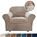 Rich Velvet Stretch 2 Piece Chair Cover Chair Slipcover Sofa Cover Furniture Protector Couch Soft with Elastic Bottom Chair Couch Cover with Arms, Machine Washable(Chair,Taupe)