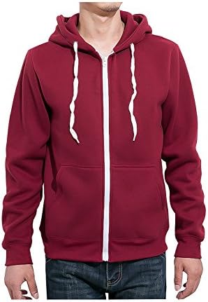 Aomo Love Men's Full-Zip EcoSmart Fleece Hoodie (XX-Large, Red)